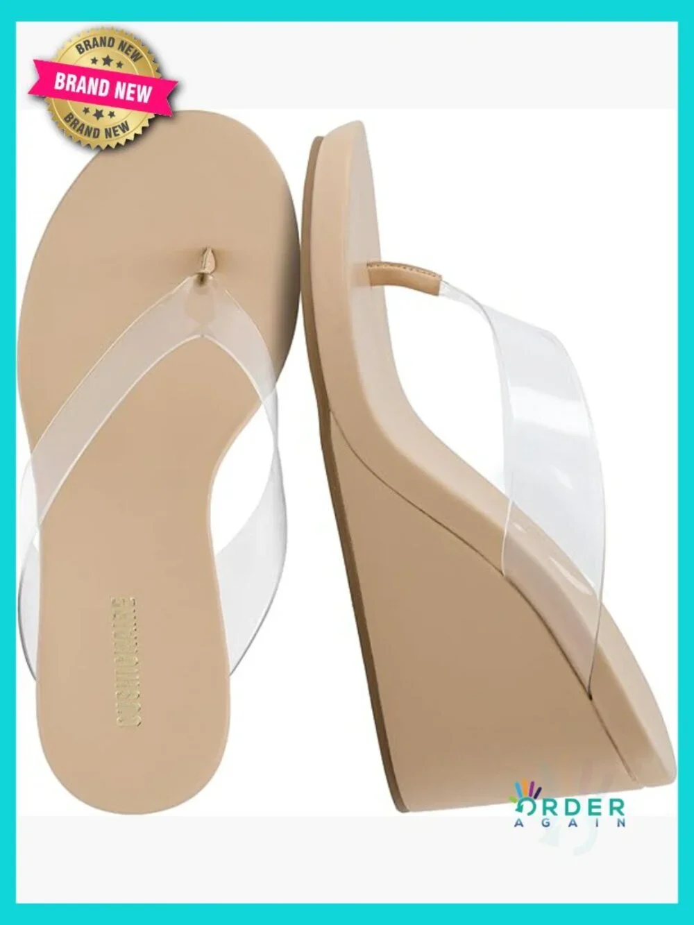 Wedge Platform Thong Sandals Contoured Comfort Footbed Slip On Dressy